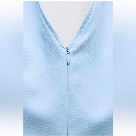 Zara Blue Fitted Buttoned halter Top - Picture 3 of 6